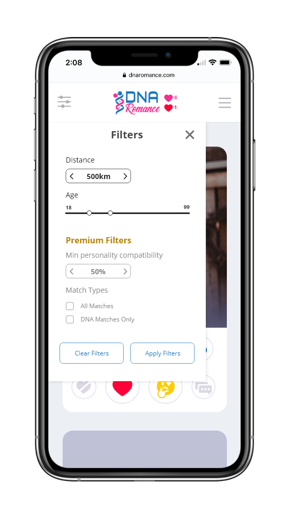 DNA Romance offers users the ability to filter their matches based on 31 different factors